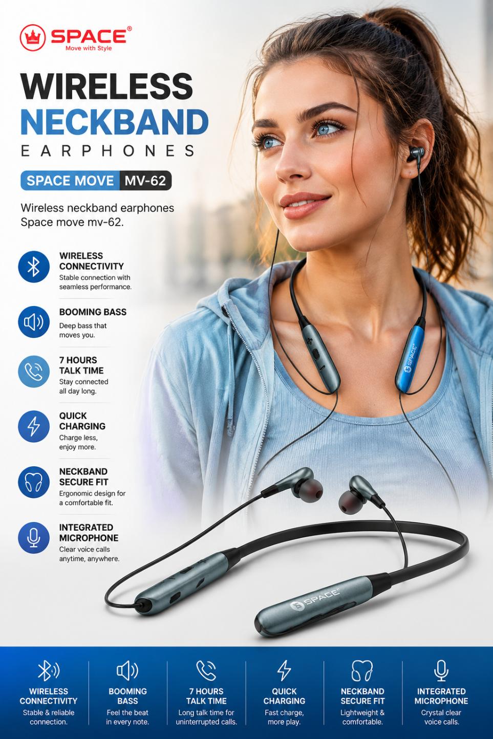 Space Wireless Neckband MV-62