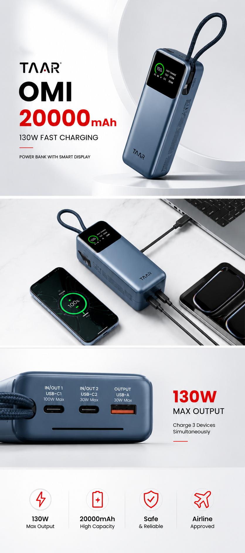 TAAR 20000 OMI 130W Power Bank