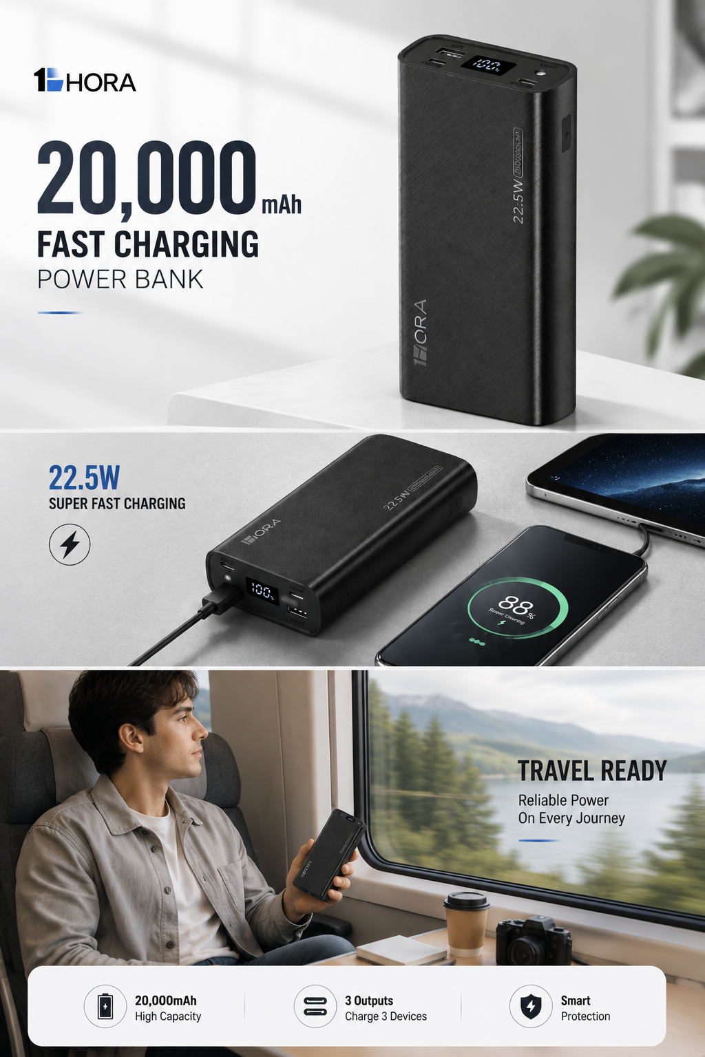 1Hora 20,000mAh Fast Charging Power Bank