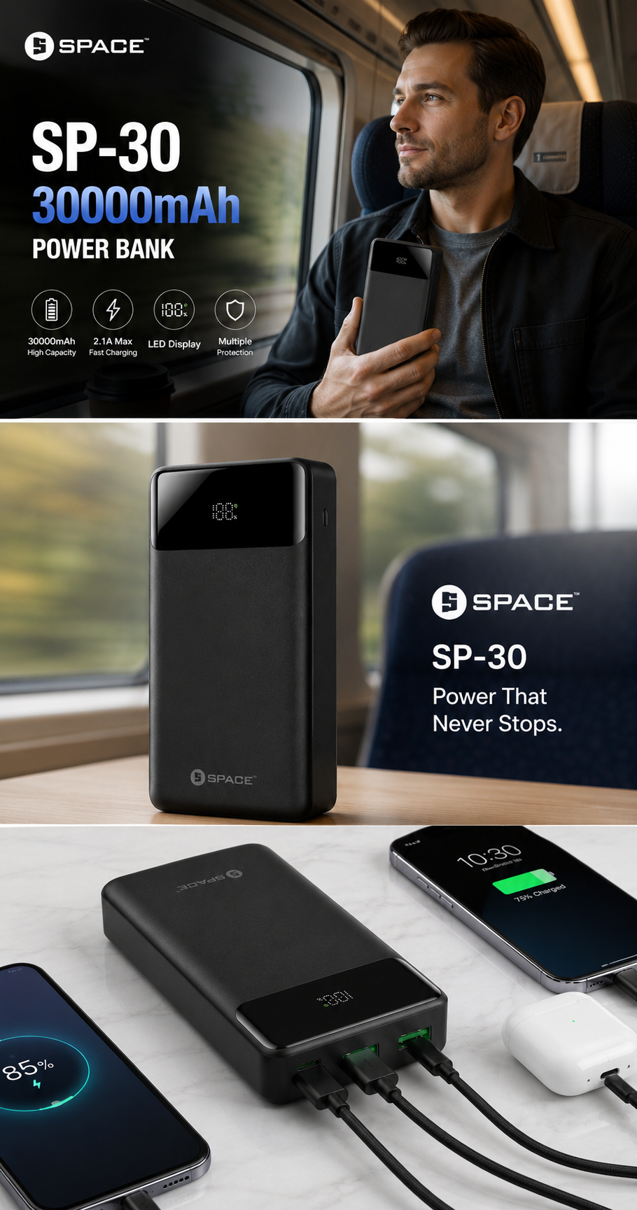 SPACE 30000mAh Fast Charging Power Bank