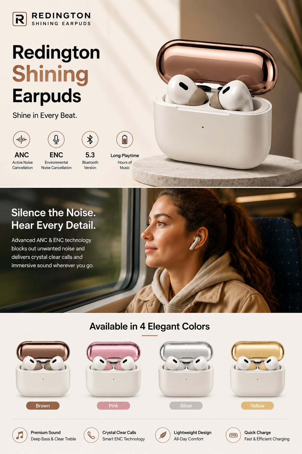 Redington Shining ANC & ENC Wireless Earbuds
