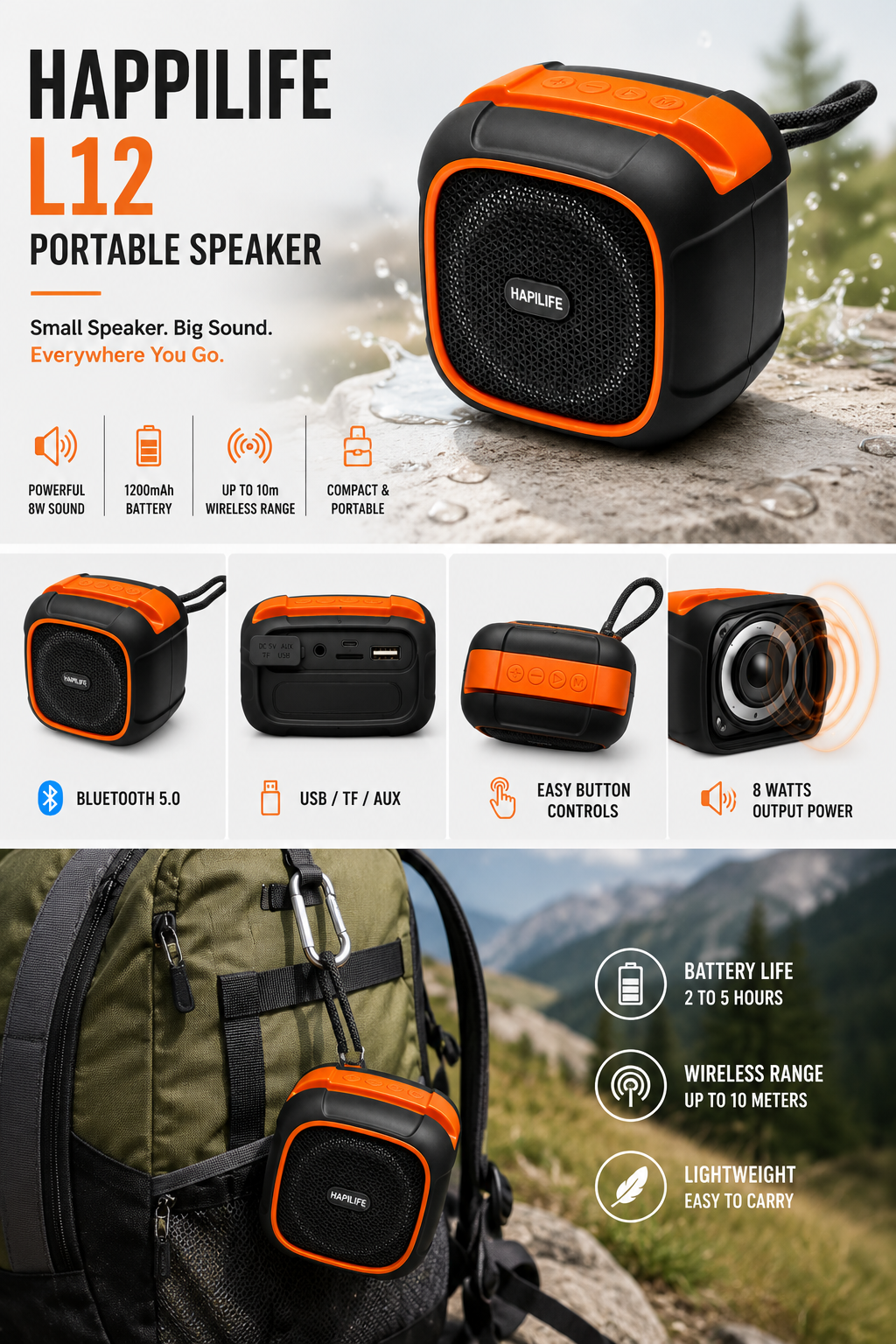 Happilife Portable Bluetooth Speaker
