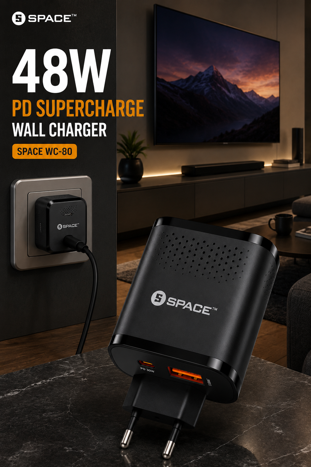 Space 48W PD SuperCharge Wall Charger