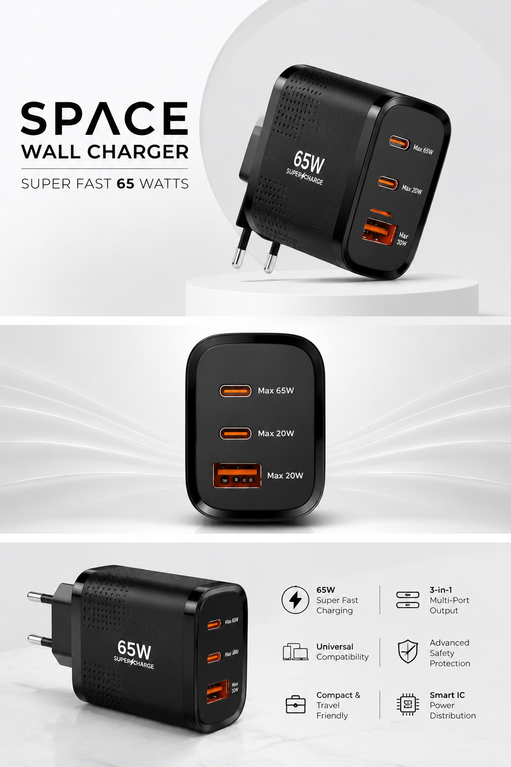 Space Wall Charger SUPER FAST 65W